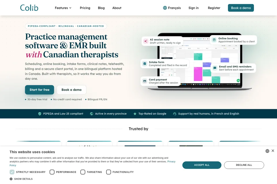 Aperçu de la landing page