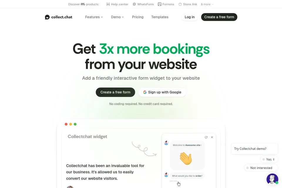Aperçu de la landing page