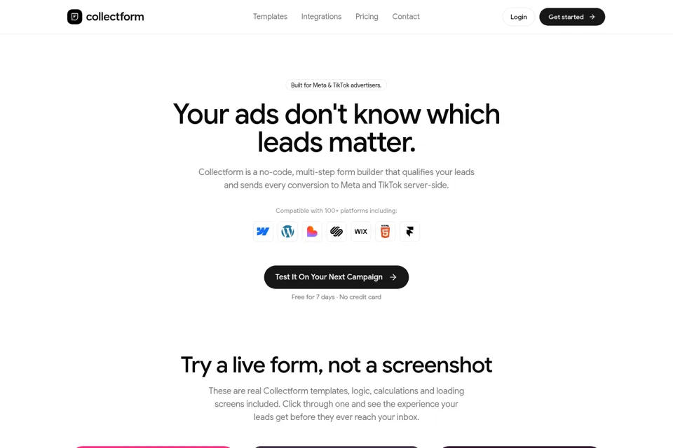 Aperçu de la landing page