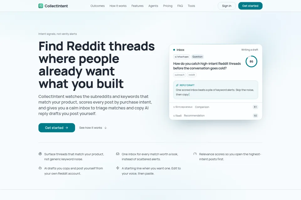 Aperçu de la landing page