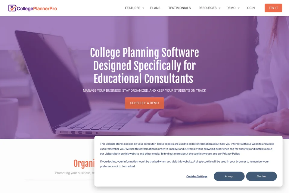 Aperçu de la landing page