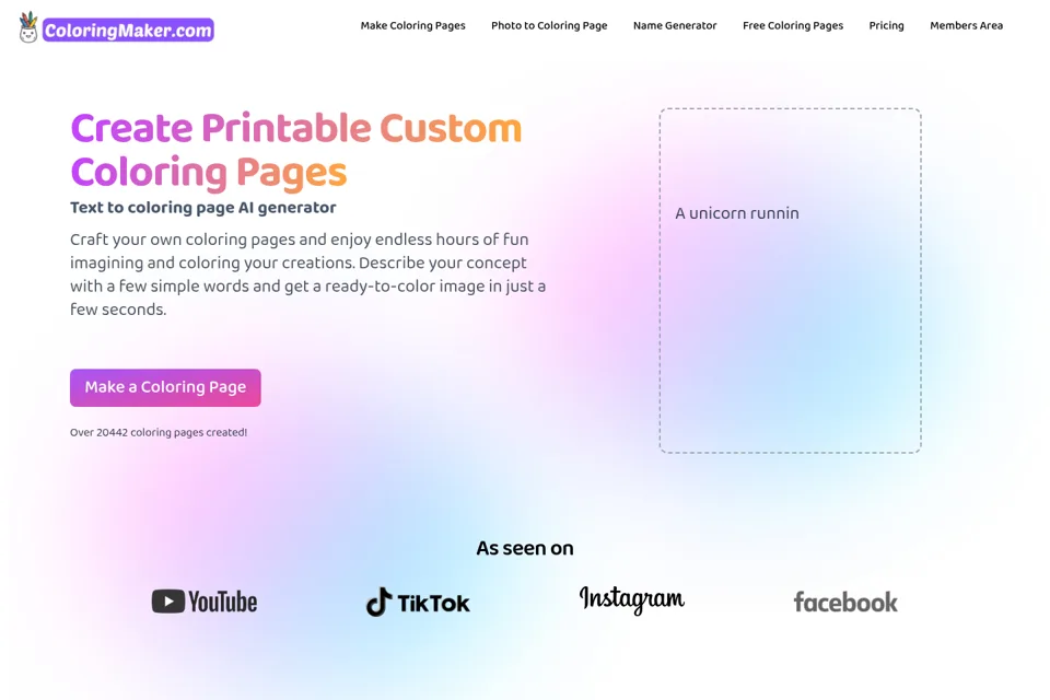 Aperçu de la landing page