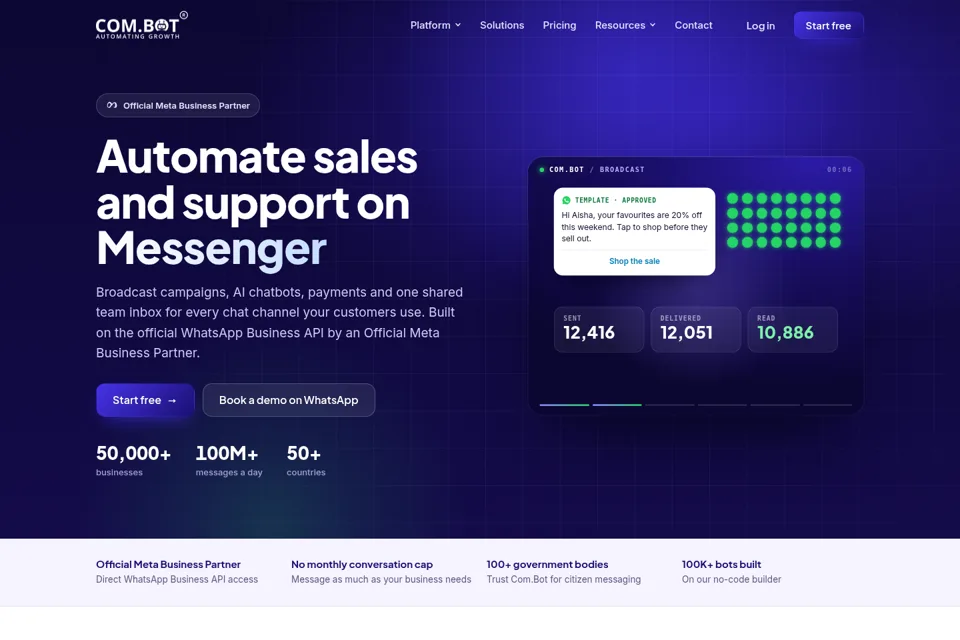 Aperçu de la landing page