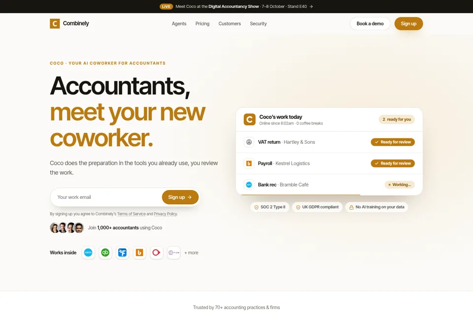 Aperçu de la landing page