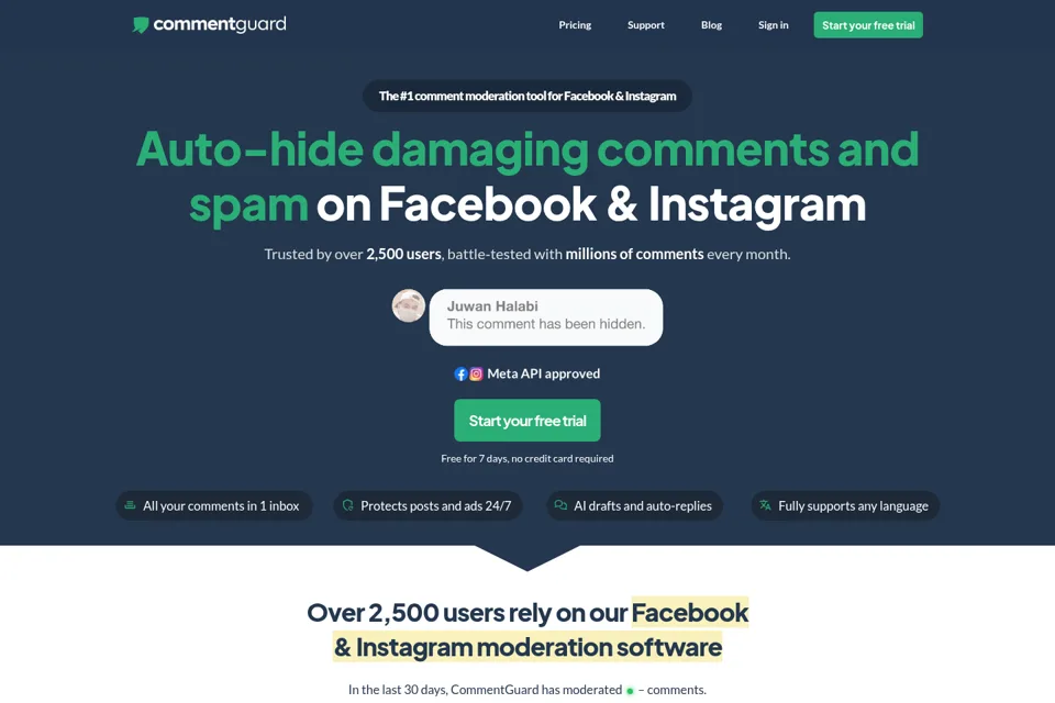 Aperçu de la landing page