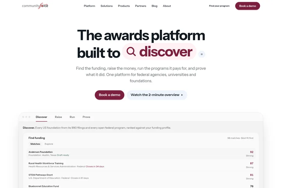 Aperçu de la landing page
