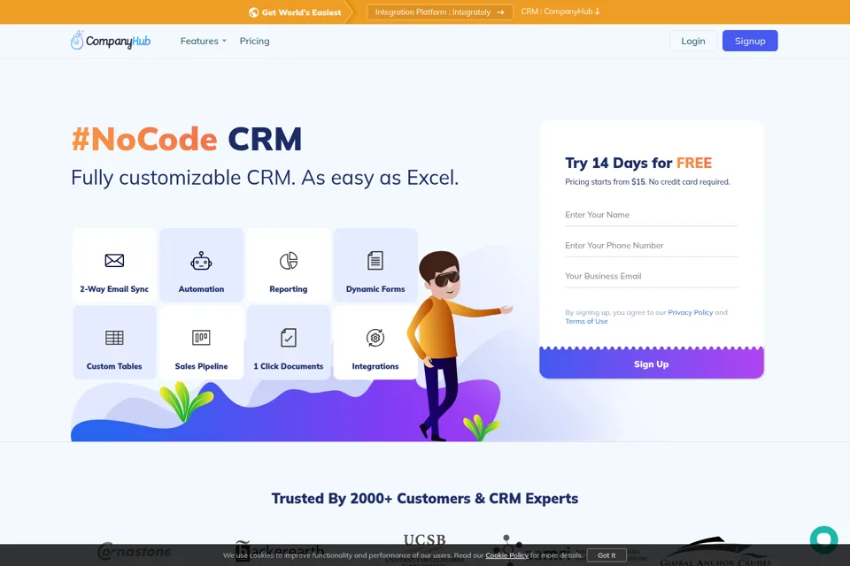 Aperçu de la landing page