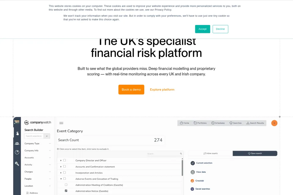 Aperçu de la landing page