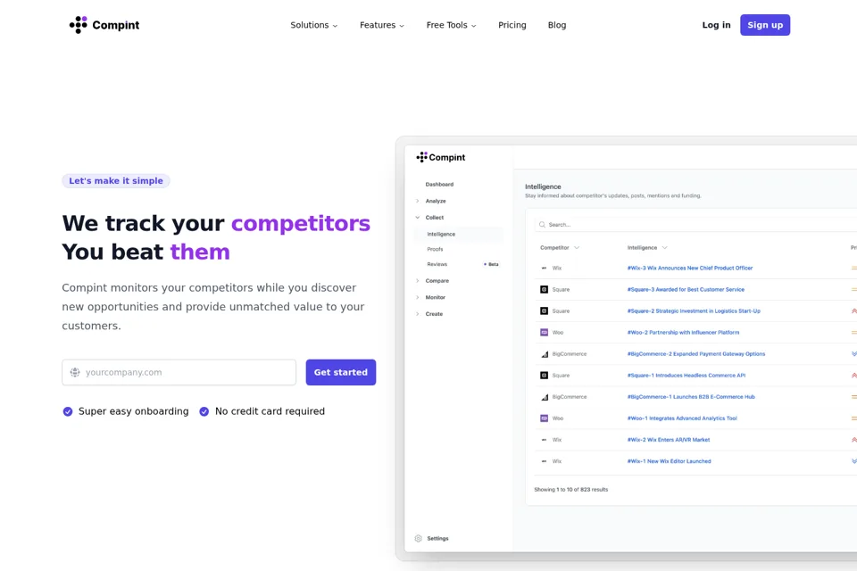 Aperçu de la landing page