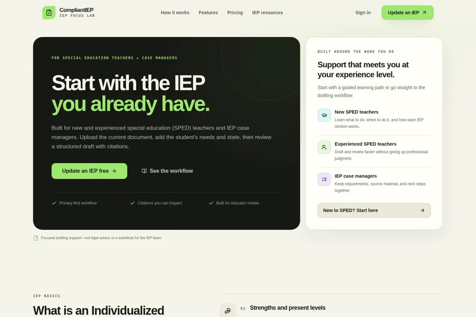 Landing page preview