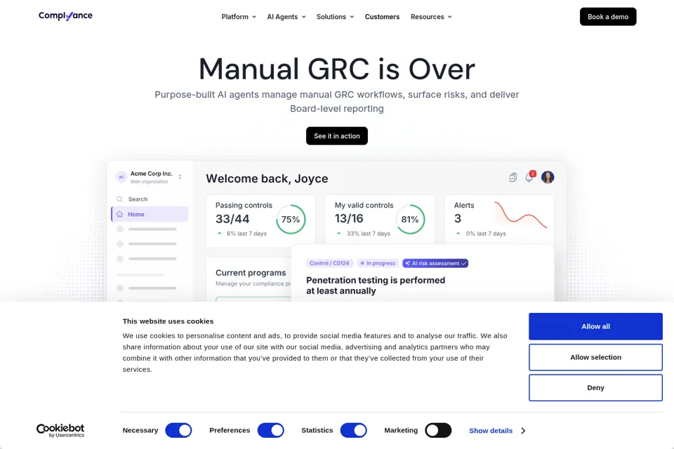 Aperçu de la landing page