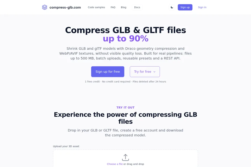 Aperçu de la landing page