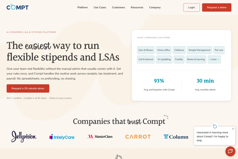 Aperçu de la landing page