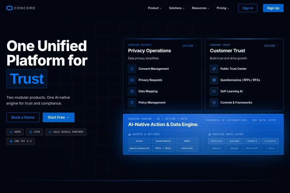 Aperçu de la landing page