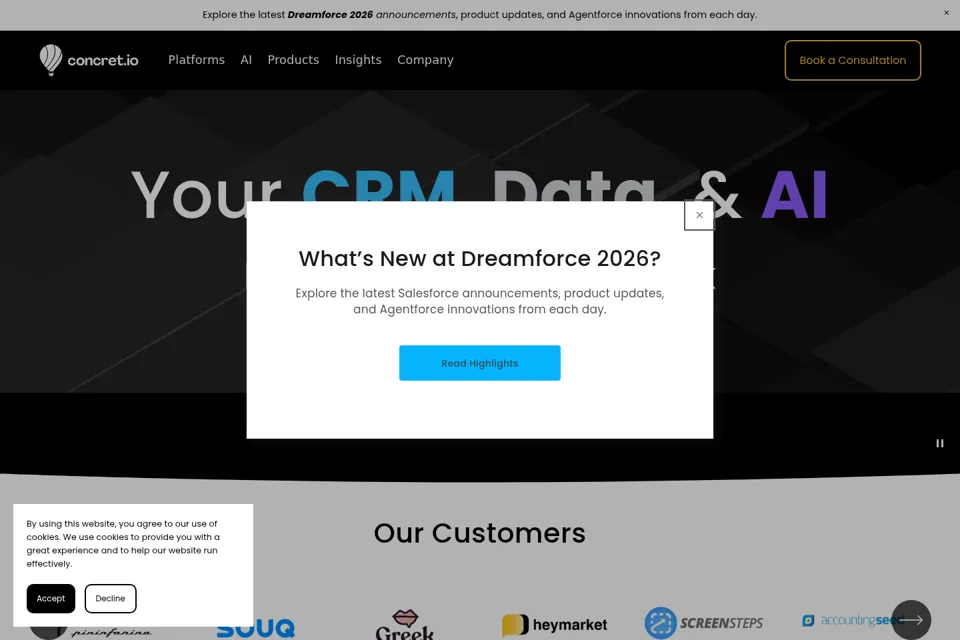 Aperçu de la landing page