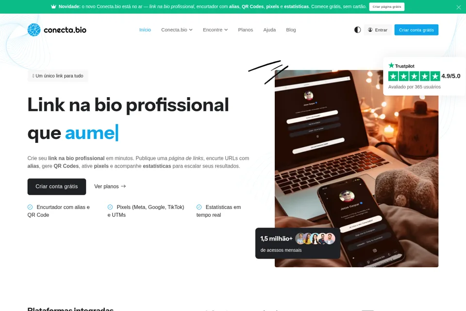 Aperçu de la landing page