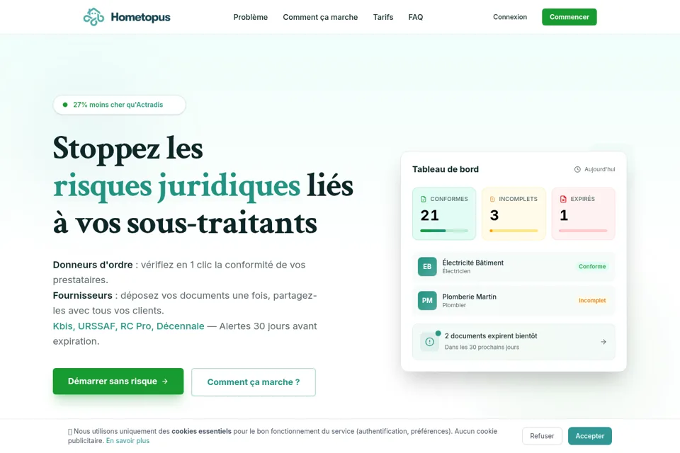 Aperçu de la landing page