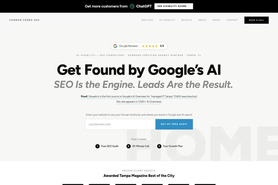 Aperçu de la landing page