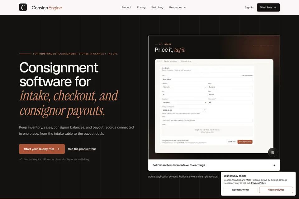 Landing page preview