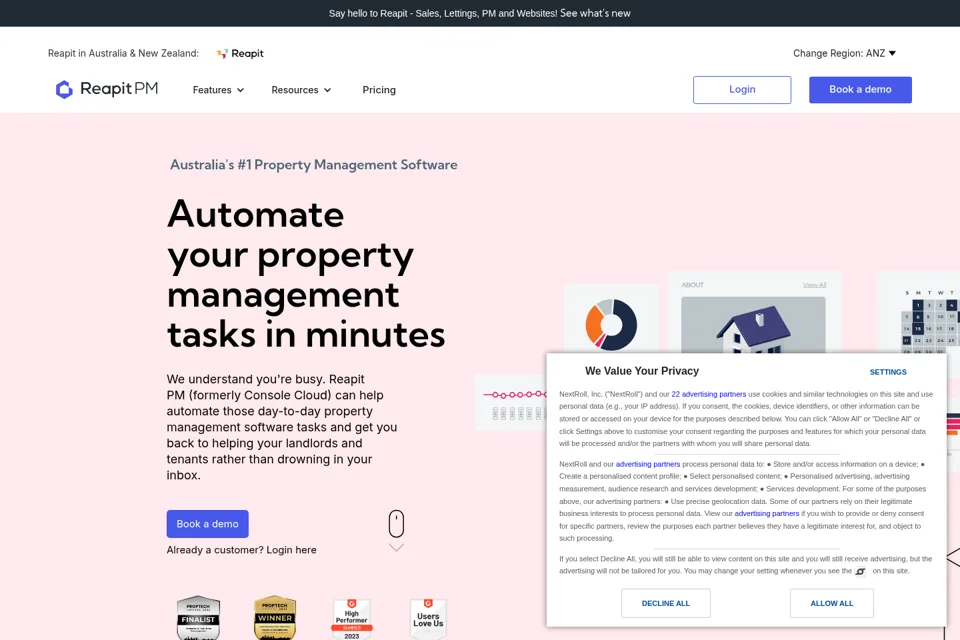 Aperçu de la landing page