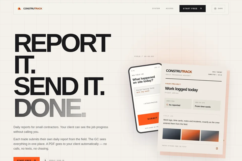 Aperçu de la landing page