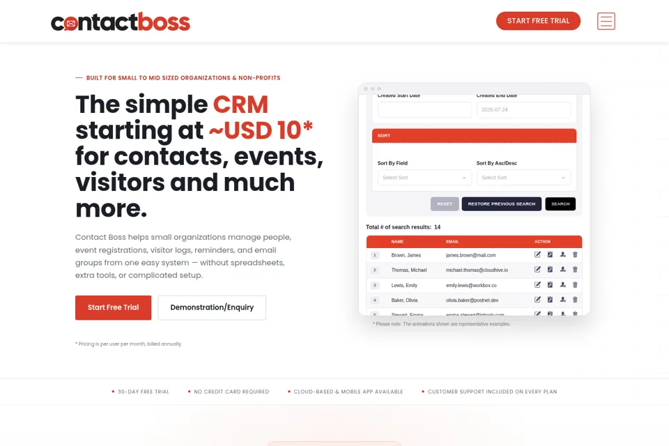 Aperçu de la landing page