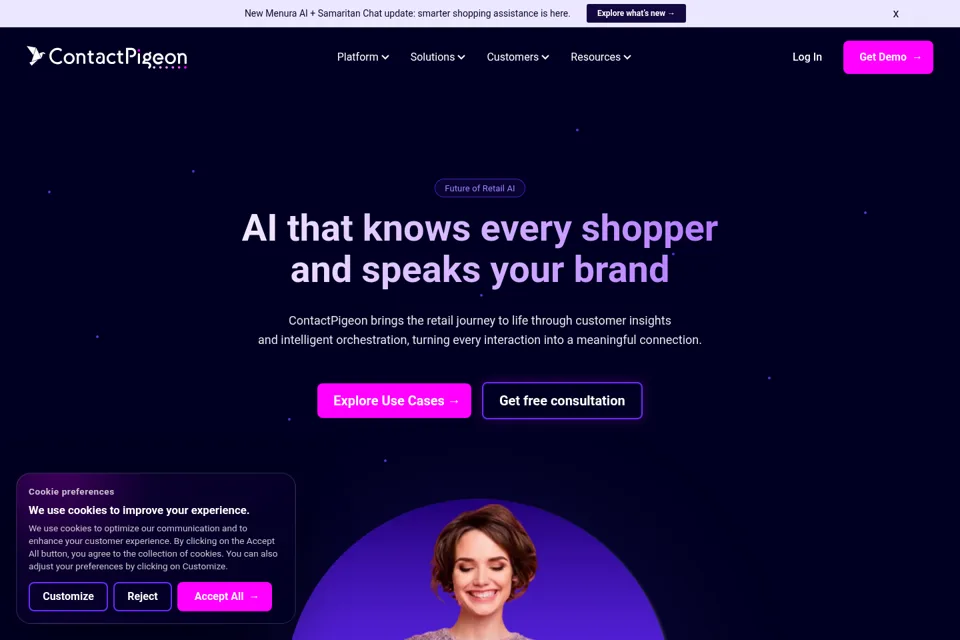 Aperçu de la landing page