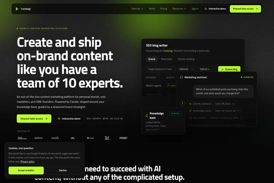 Aperçu de la landing page