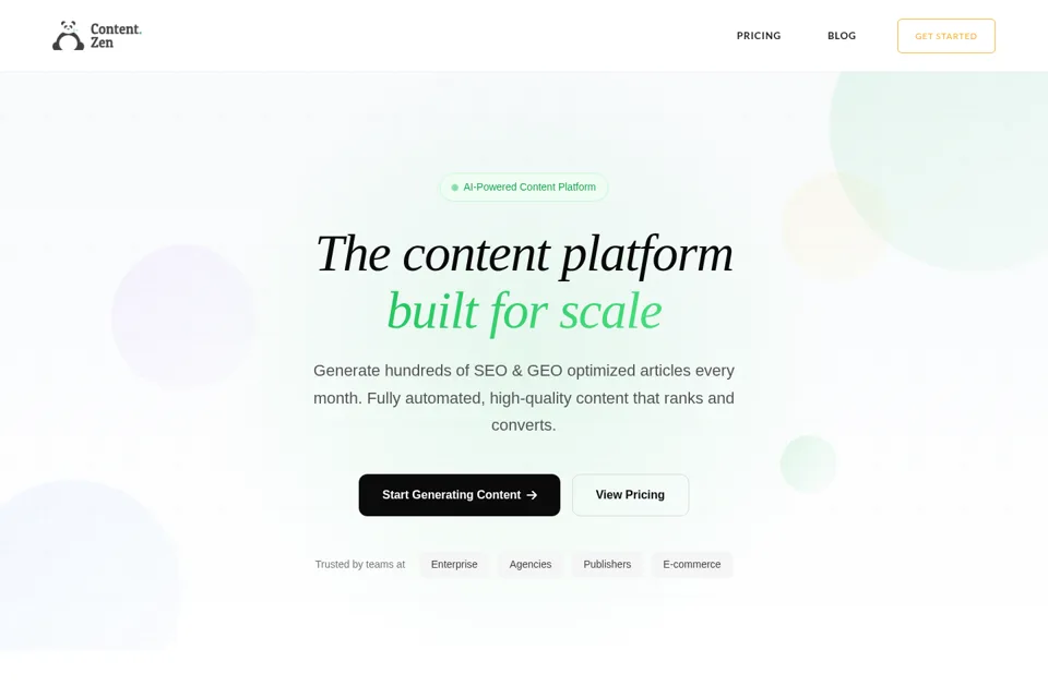 Aperçu de la landing page