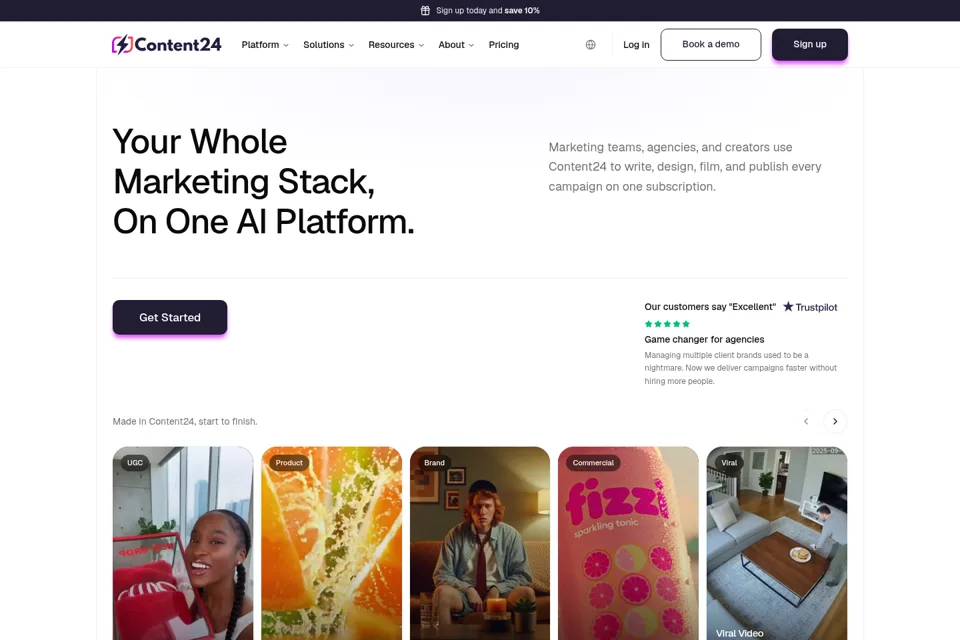 Aperçu de la landing page