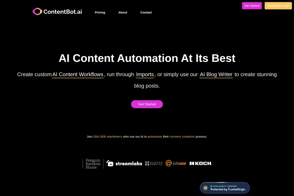 Aperçu de la landing page