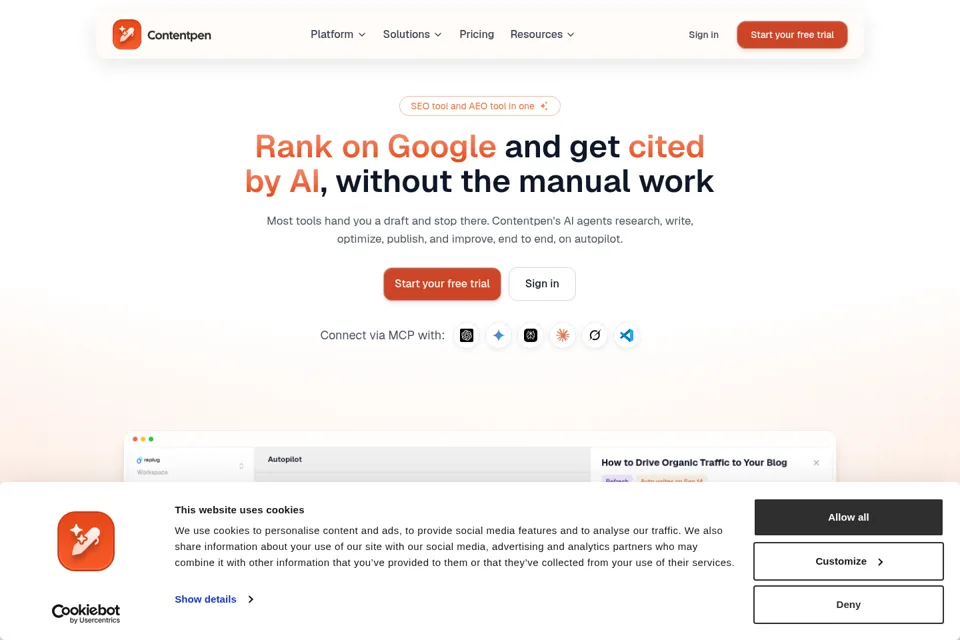 Aperçu de la landing page