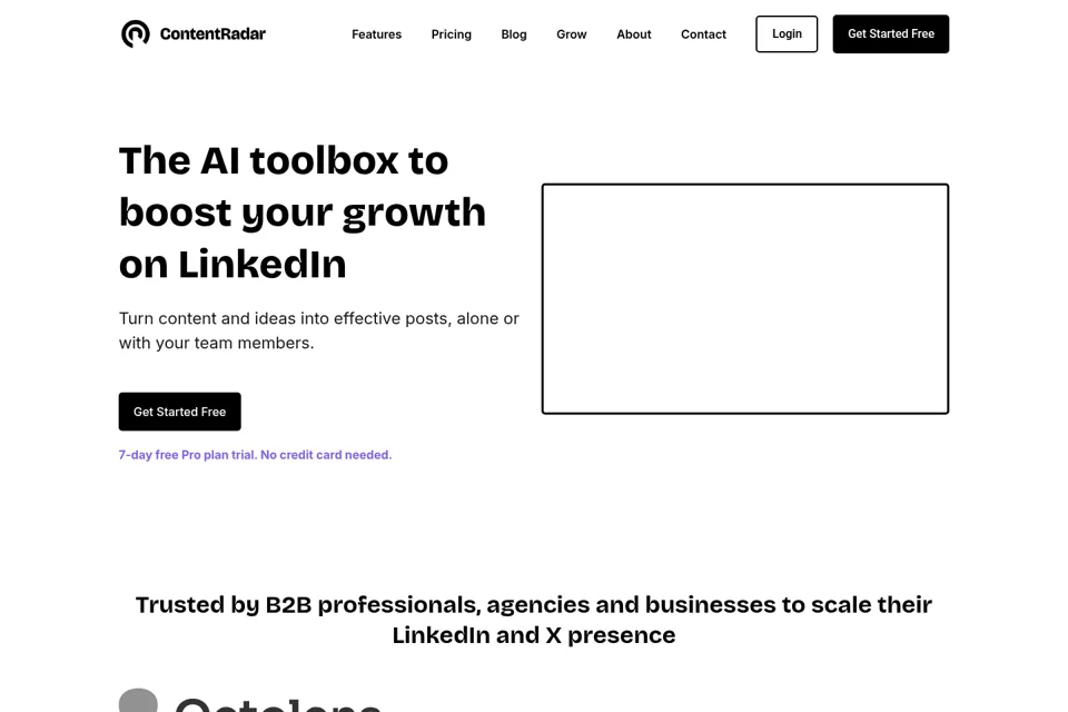 Aperçu de la landing page