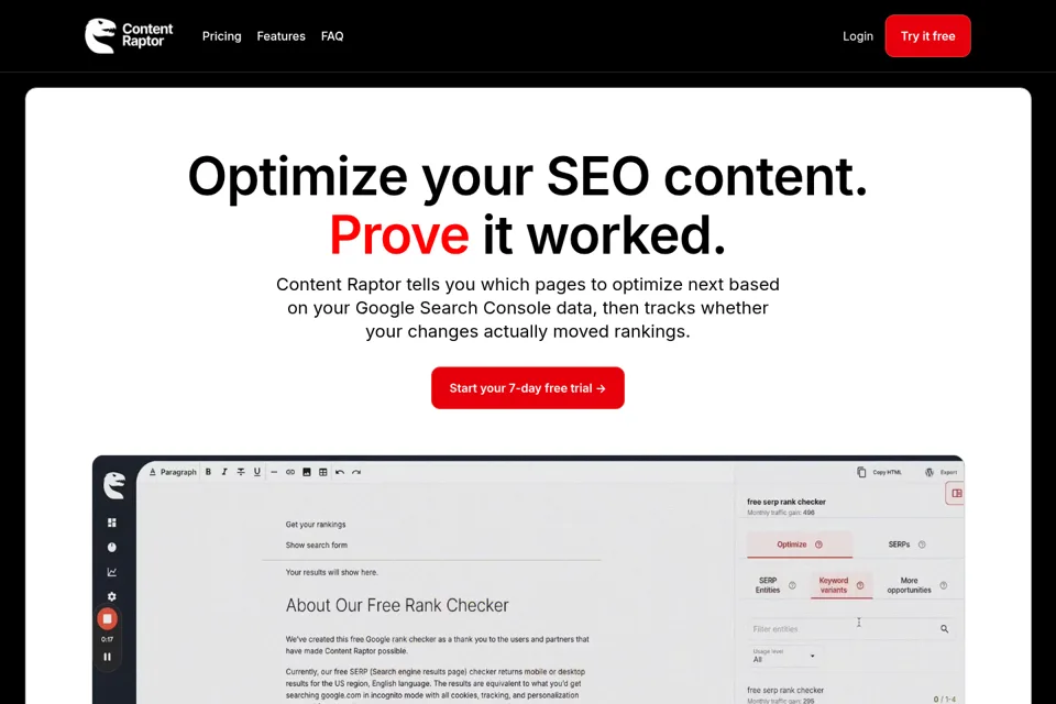 Aperçu de la landing page