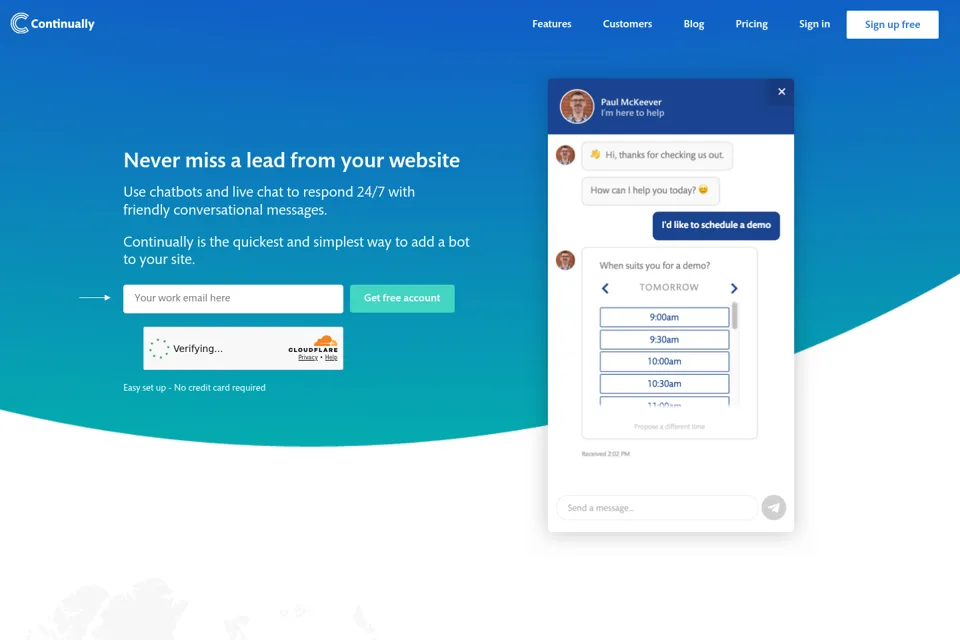 Aperçu de la landing page