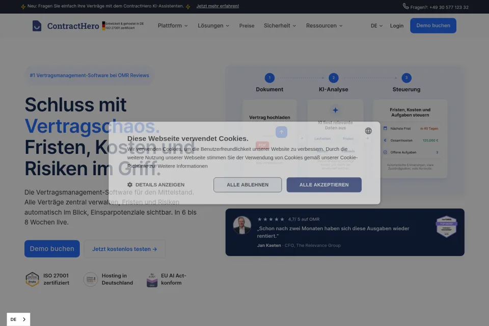 Aperçu de la landing page