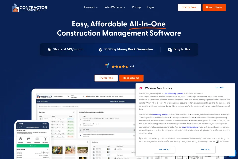 Landing page preview