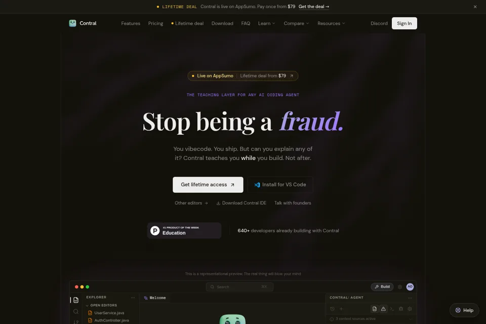 Aperçu de la landing page