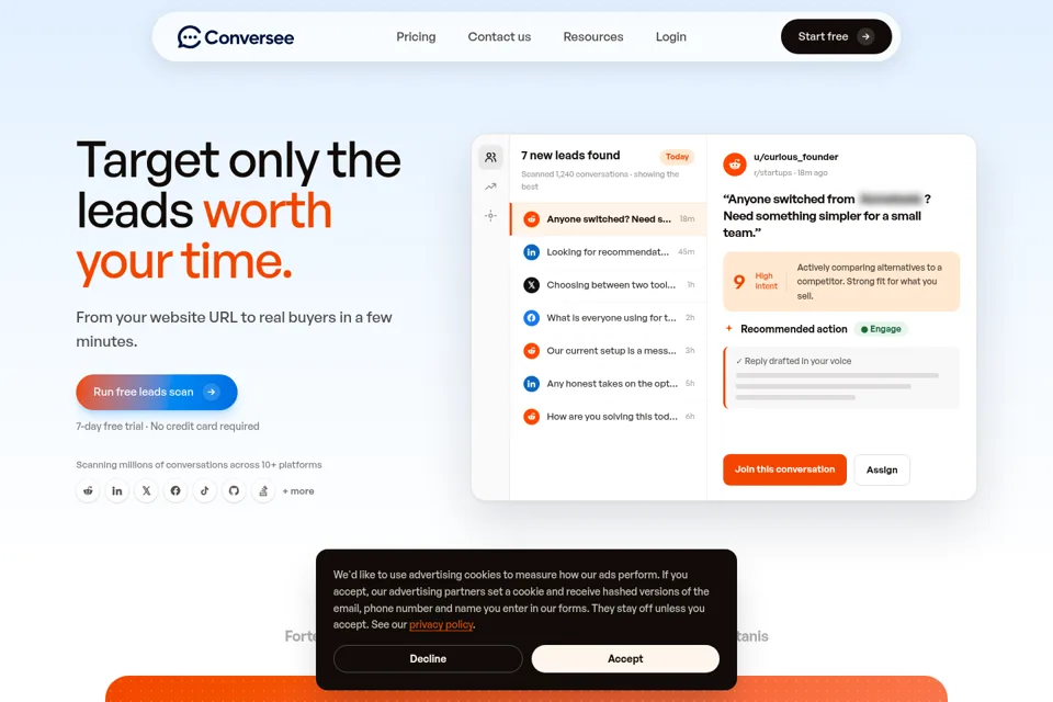 Landing page preview