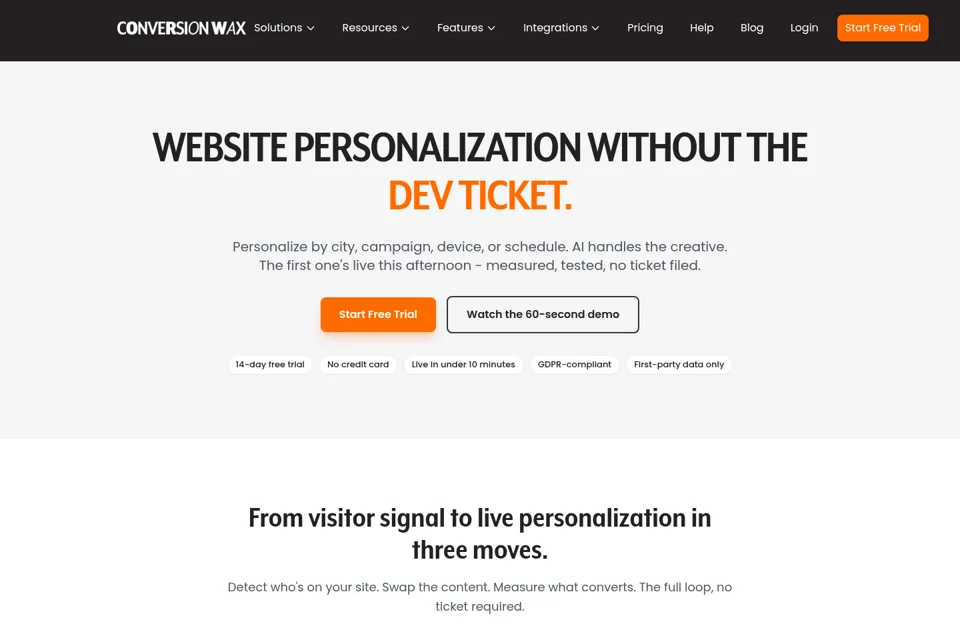 Landing page preview