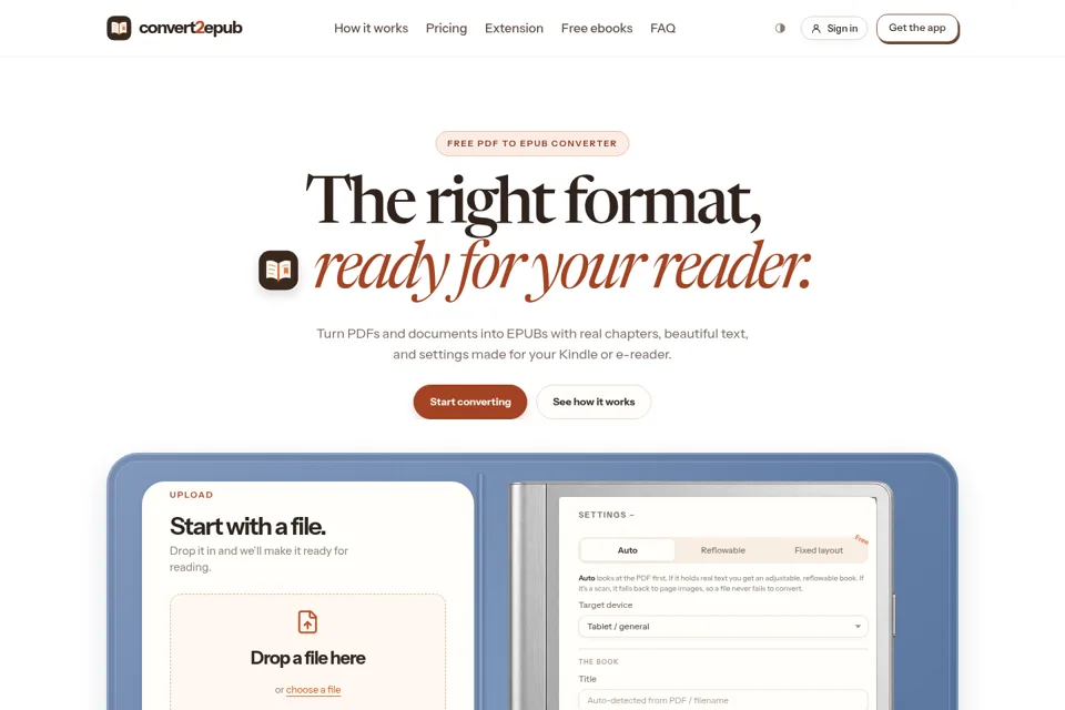Aperçu de la landing page
