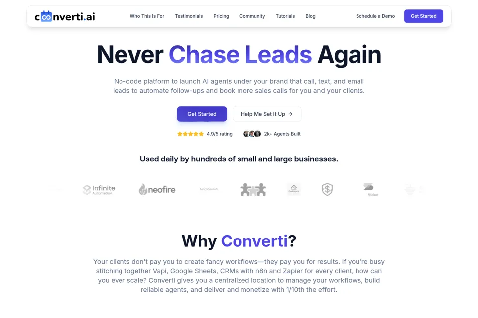 Aperçu de la landing page