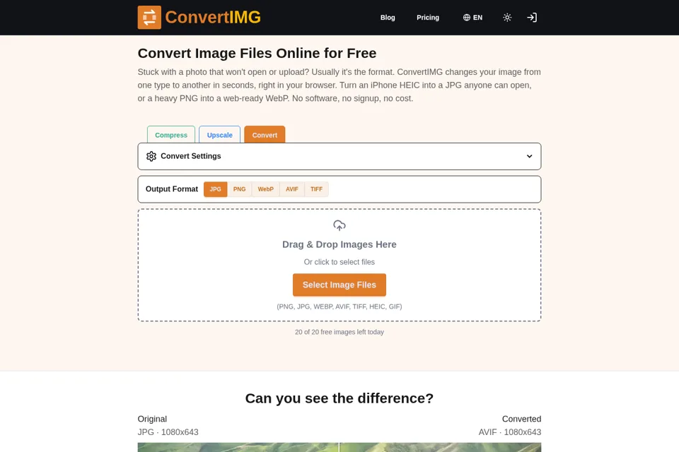 Landing page preview
