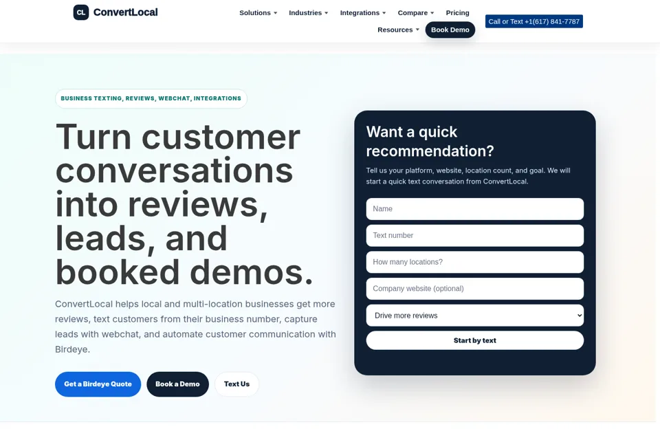 Aperçu de la landing page