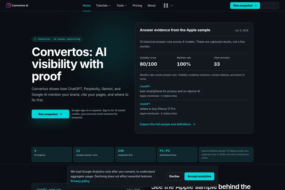 Aperçu de la landing page