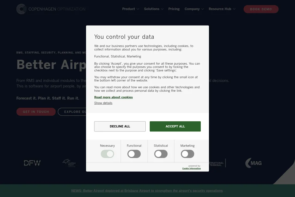 Aperçu de la landing page