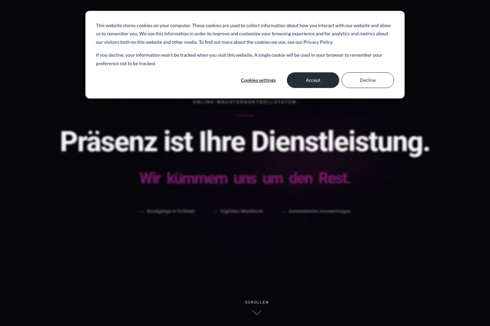 Aperçu de la landing page