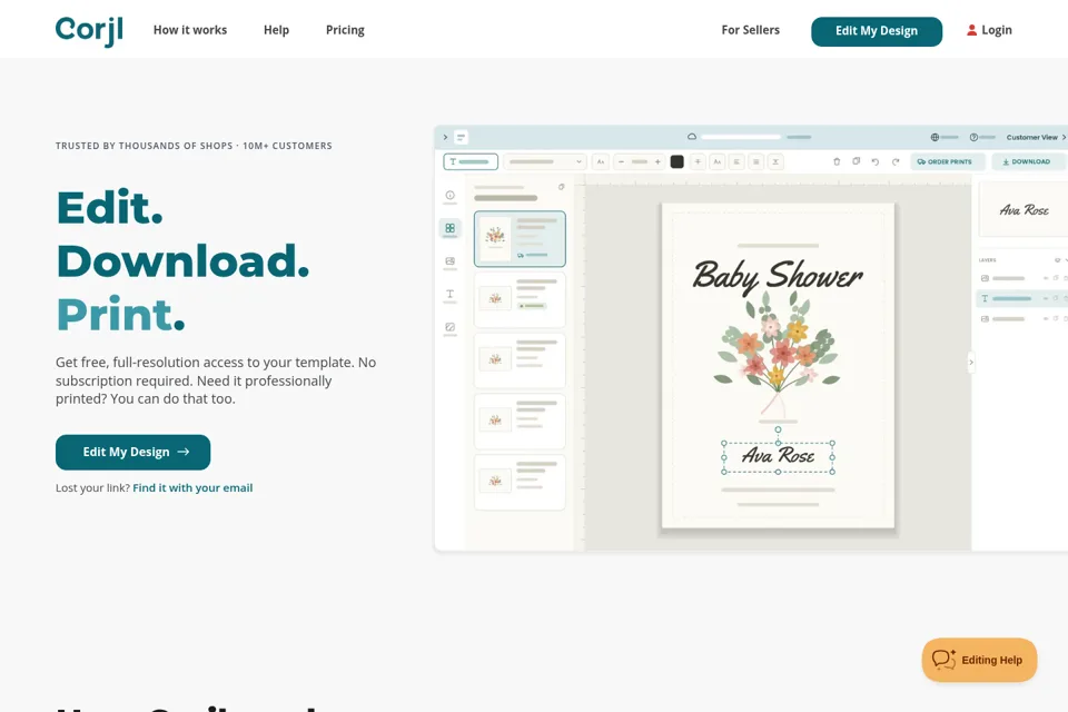 Aperçu de la landing page