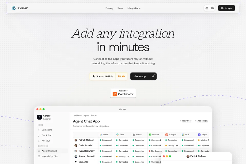 Aperçu de la landing page