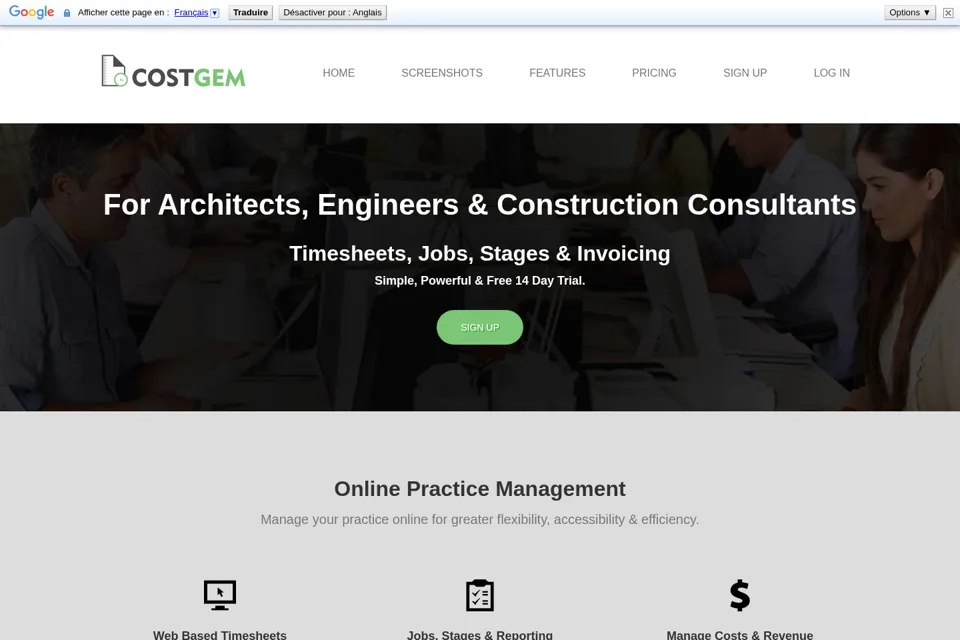 Aperçu de la landing page